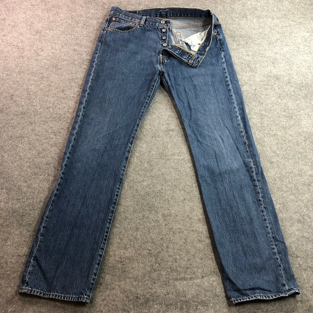 Levi's Mens 501 Original Fit Jeans 34x34 Blue Button Fly Straight Leg Denim